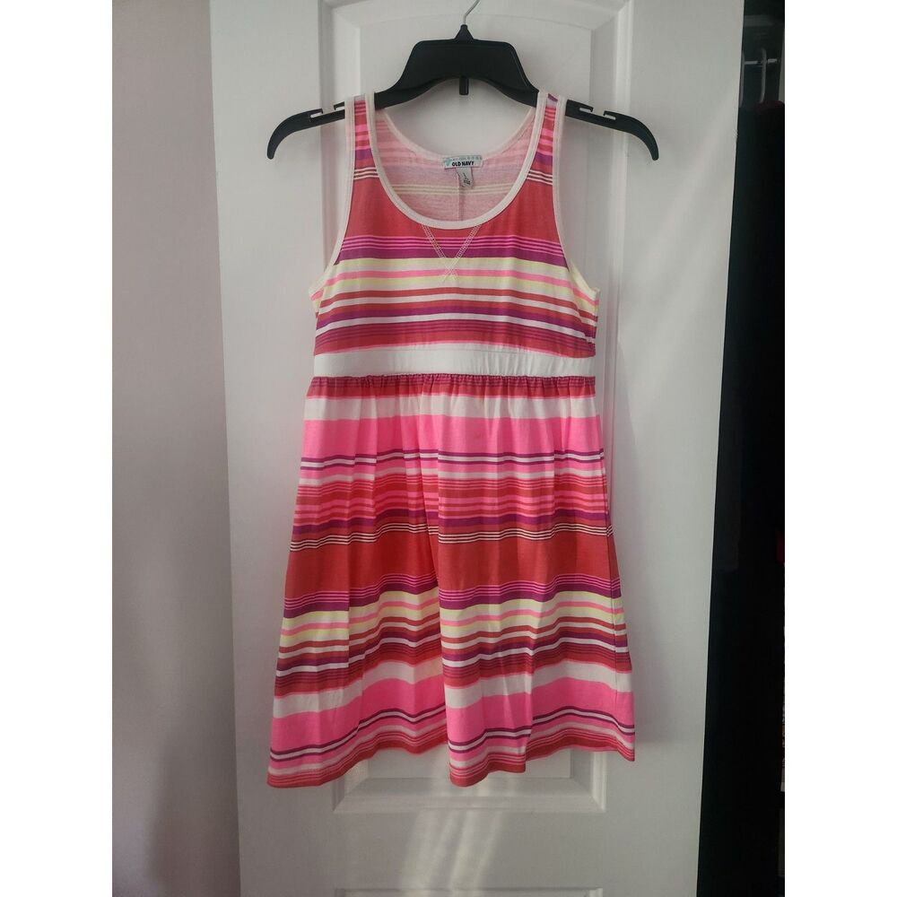 Old Navy Girls Striped tank Striped Dress Pink Orange Size Large 10-12 years old